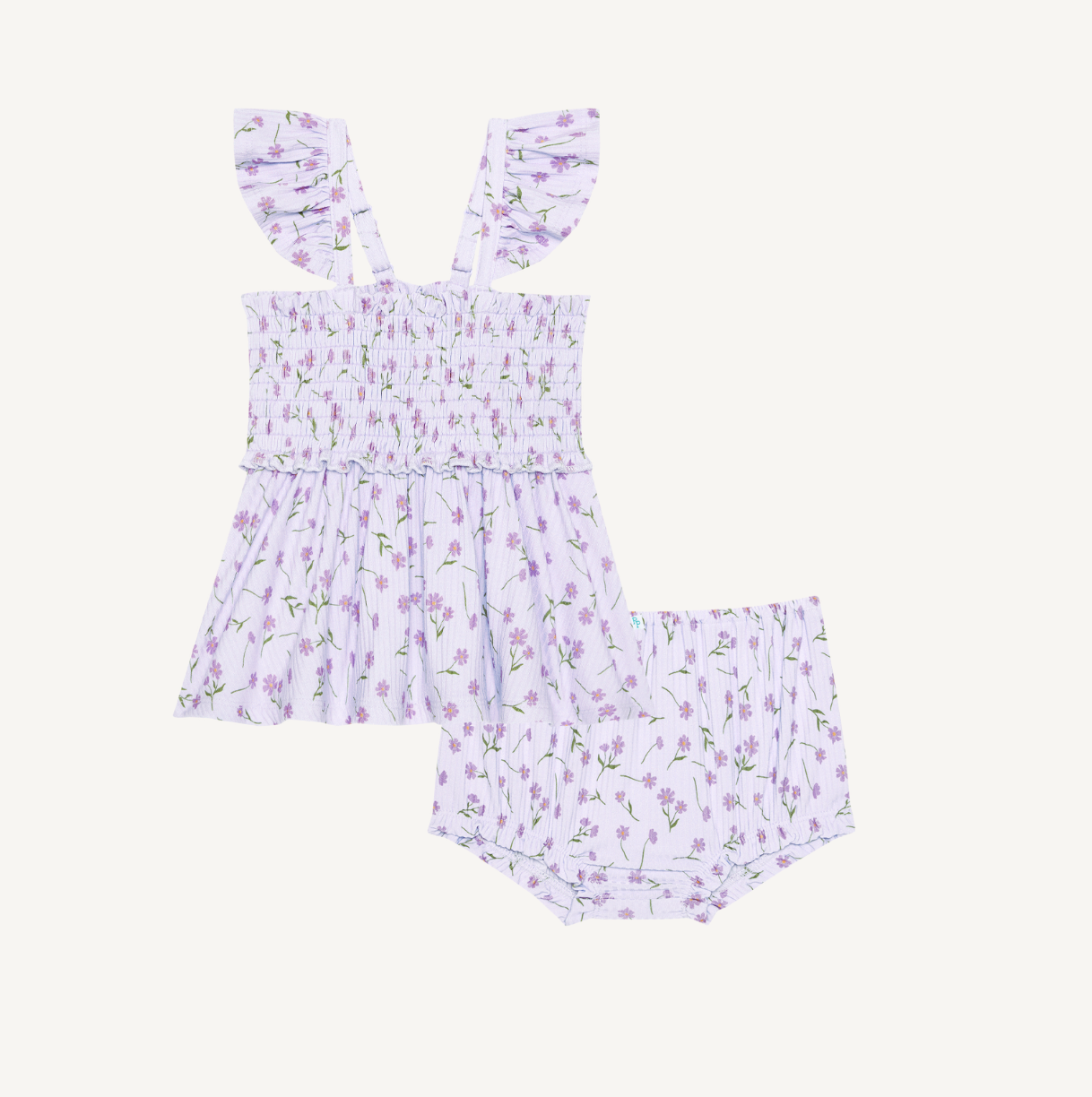 Posh Peanut Jeanette Smocked Flutter Sleeve Babydoll Bloomer Set