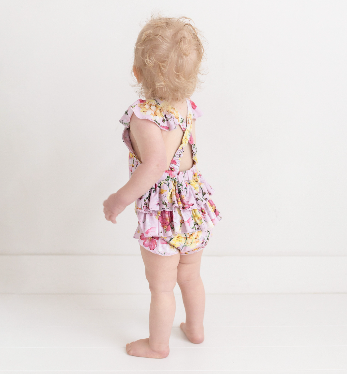 Posh Peanut Gaia Ruffled Strap Bubble Romper