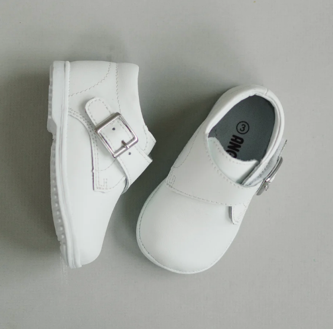 Finch Boy's Buckled Leather Boot White
