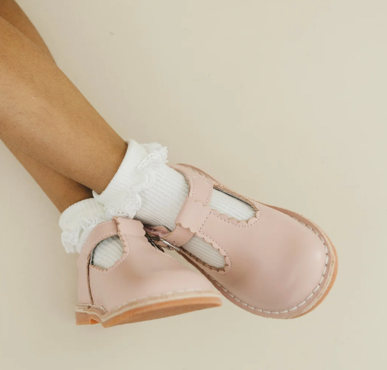 Selina Scalloped T-Strap Mary Jane Pink