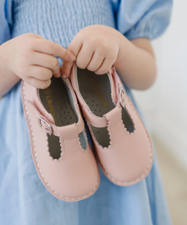 Selina Scalloped T-Strap Mary Jane Pink