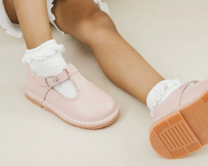 Selina Scalloped T-Strap Mary Jane Pink