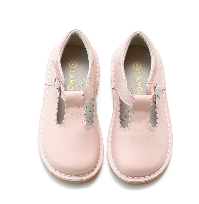 Selina Scalloped T-Strap Mary Jane Pink
