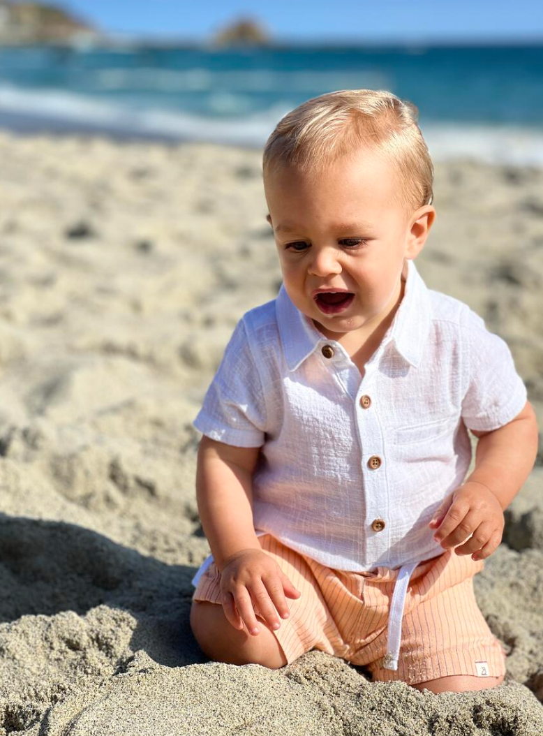 Helford White Cotton Woven Onesie
