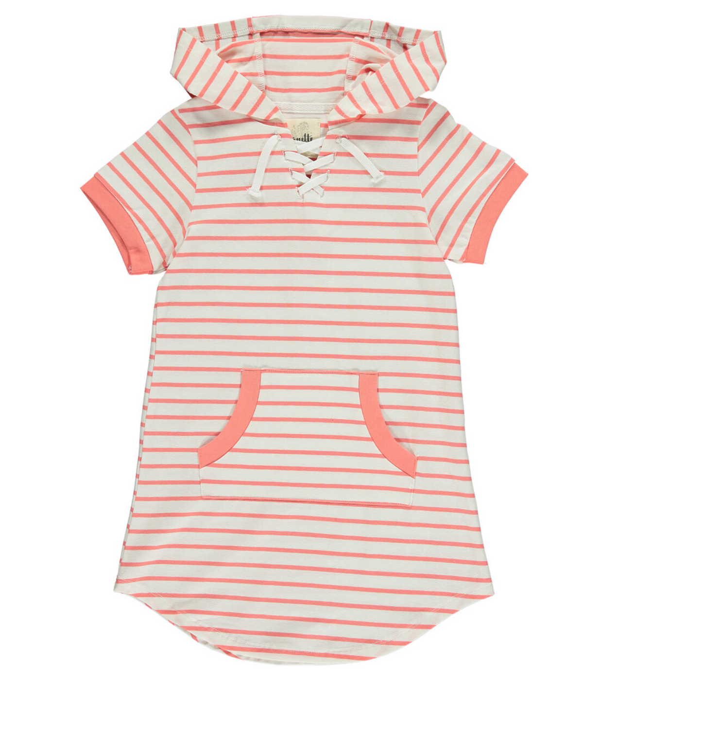 Tracey Dress Coral/Ivory Stripe