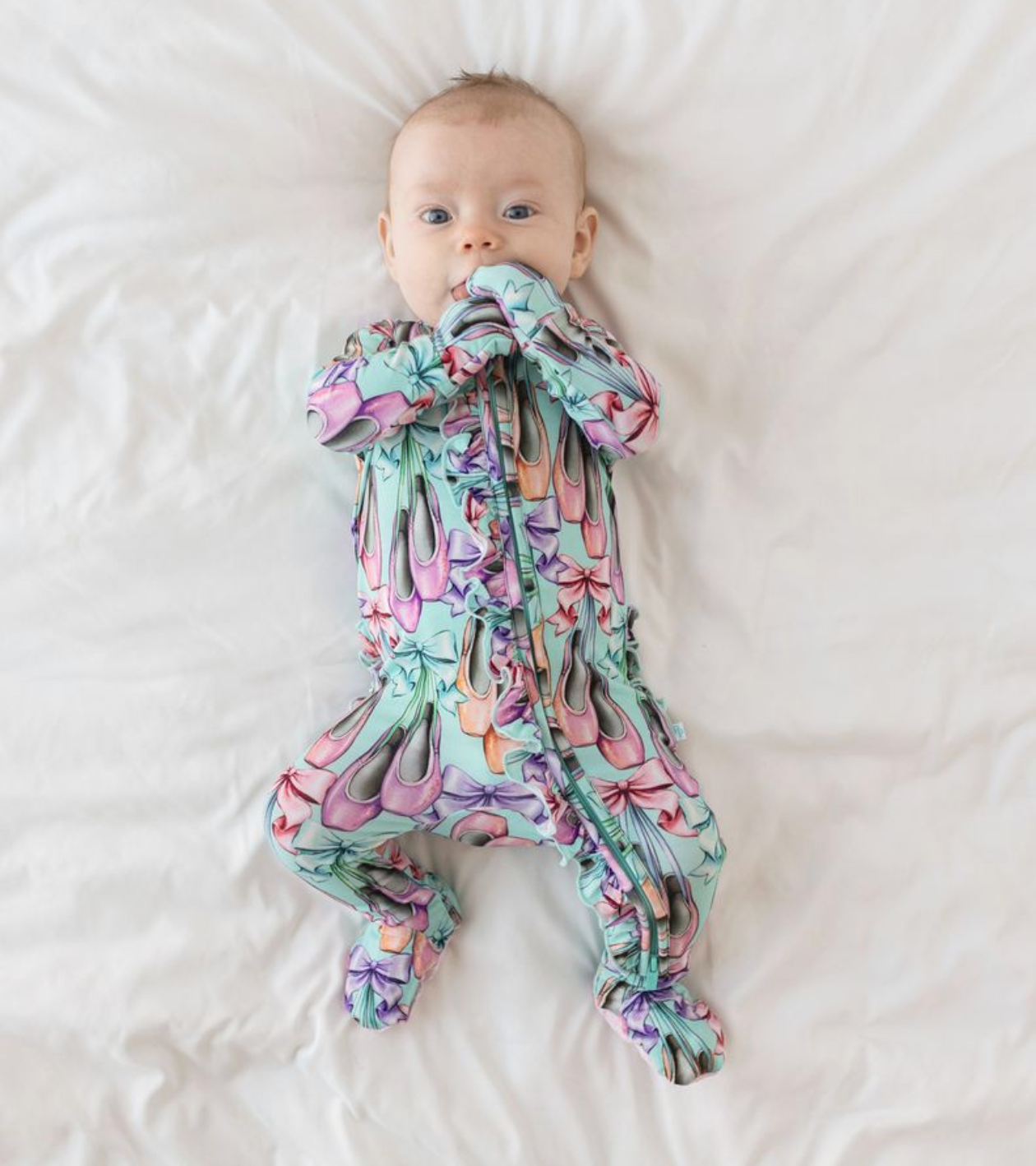 Posh Peanut Irina Footie Ruffled Zippered One Piece