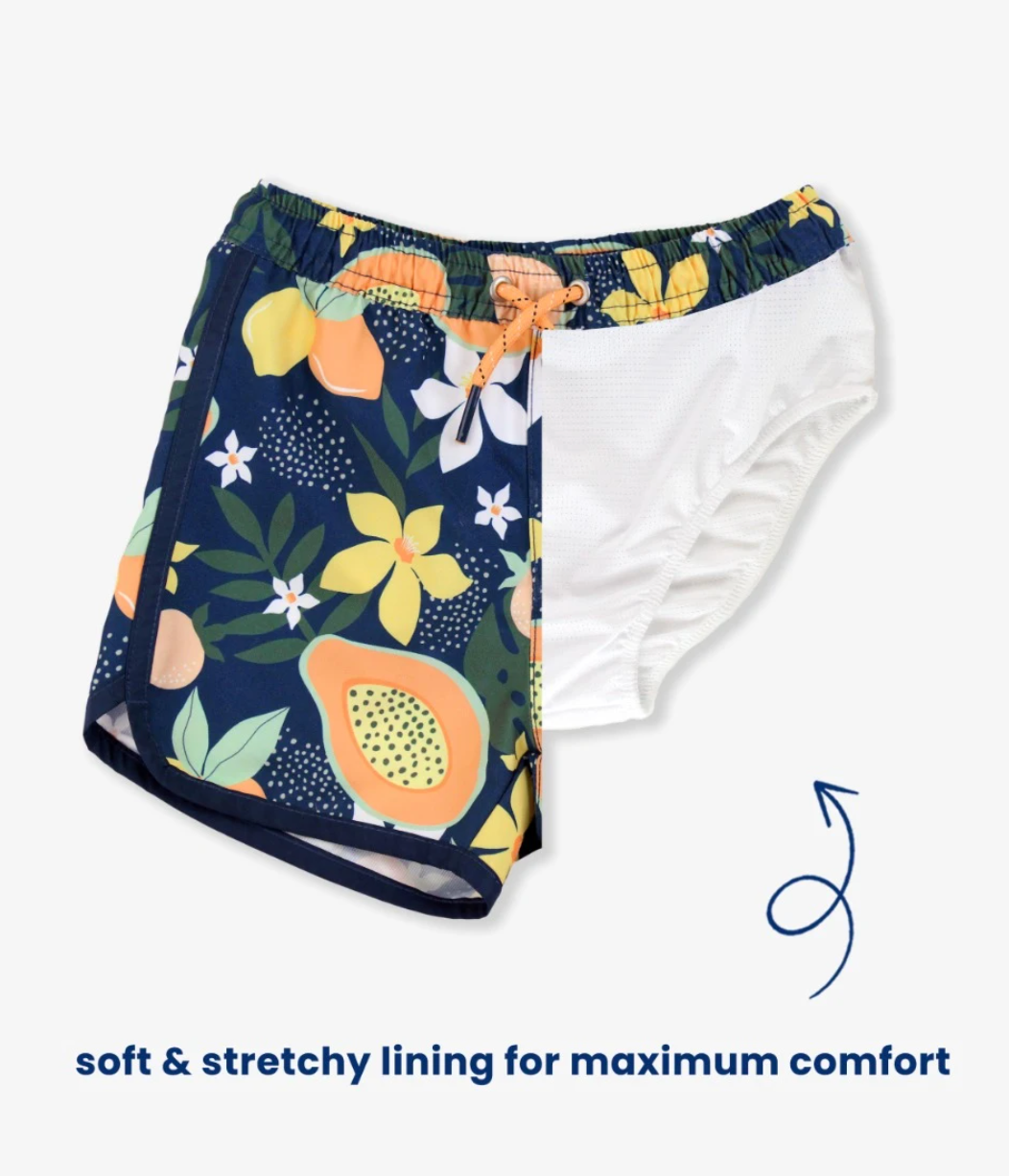 RB Into the Tropics Dolphin Hem Swim Trunks