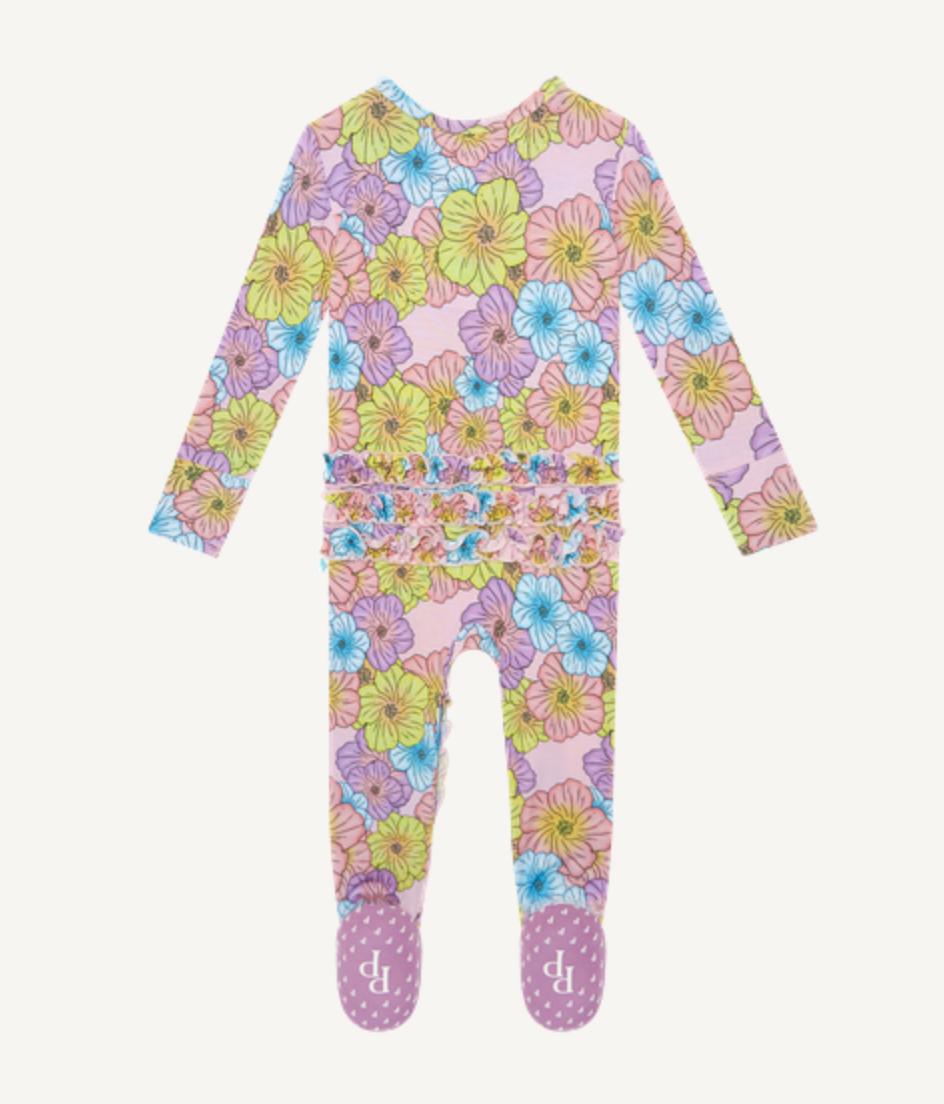 Posh Peanut Kourtney Footie Ruffled Zippered One Piece