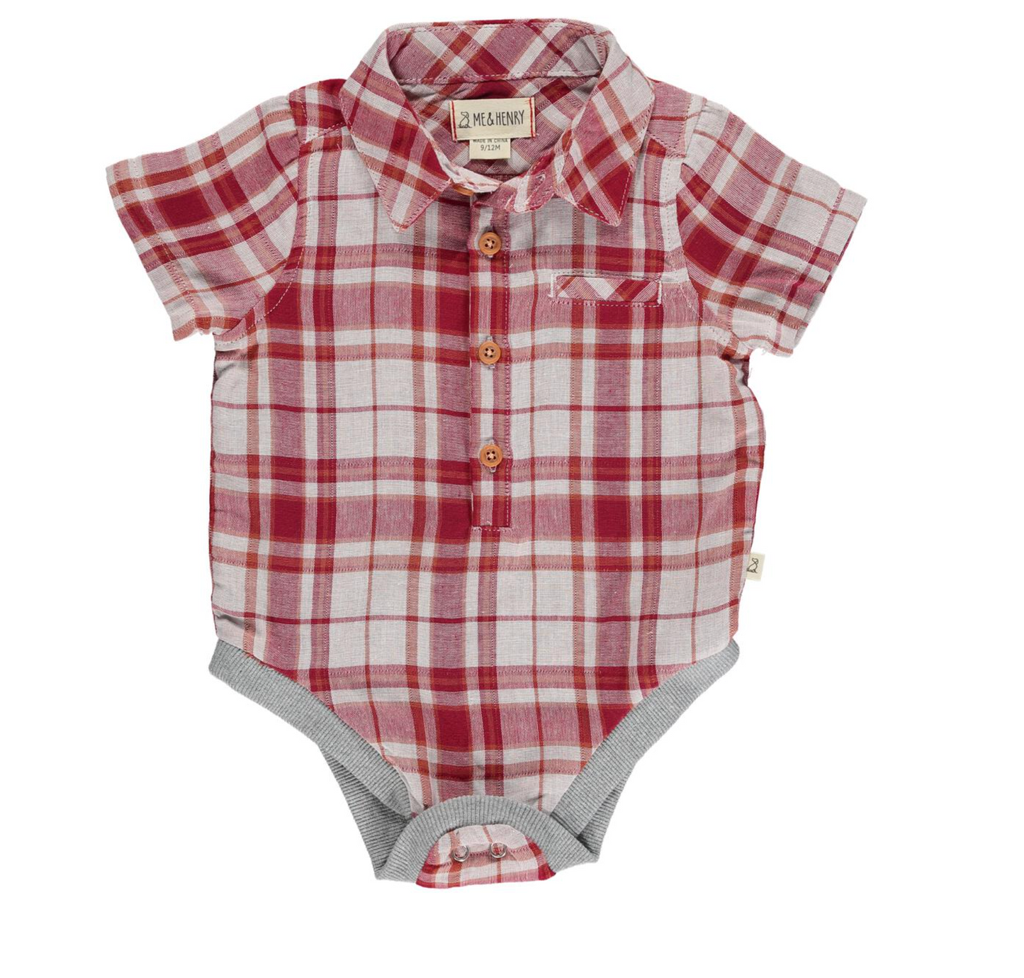 Helford Red/Cream Plaid Woven Onesie
