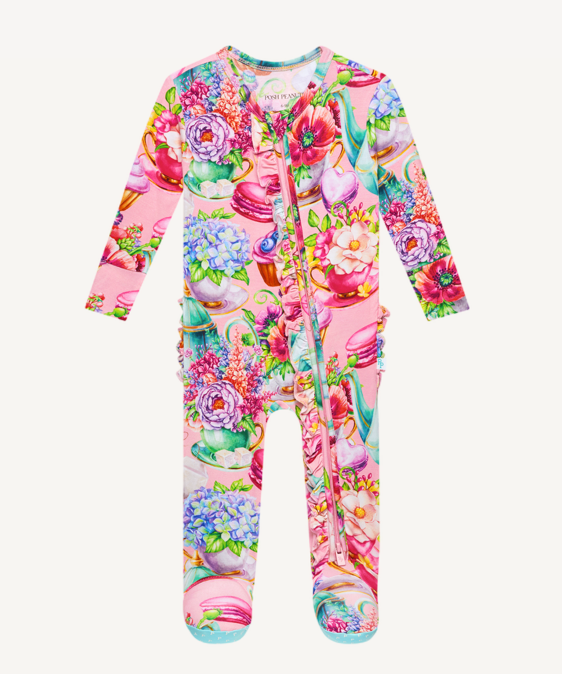 Posh Peanut Elizabeth Footie Ruffled Zippered One Piece
