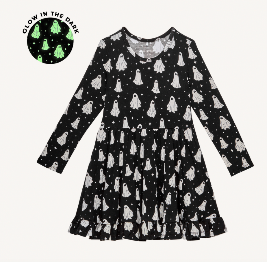 Posh Peanut Ghostly Glow in Dark Ruffled Twirl Dress