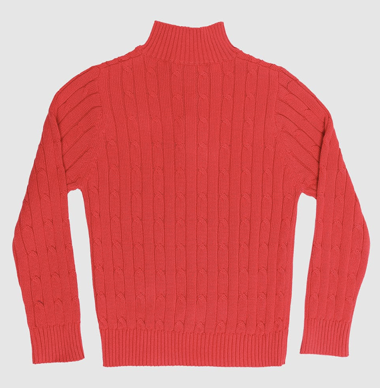 Truckee 1/4 Zip Cable Sweater Red