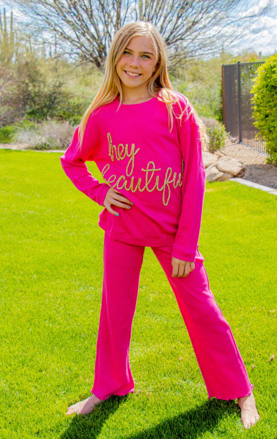 Magenta Waffle Active Pant