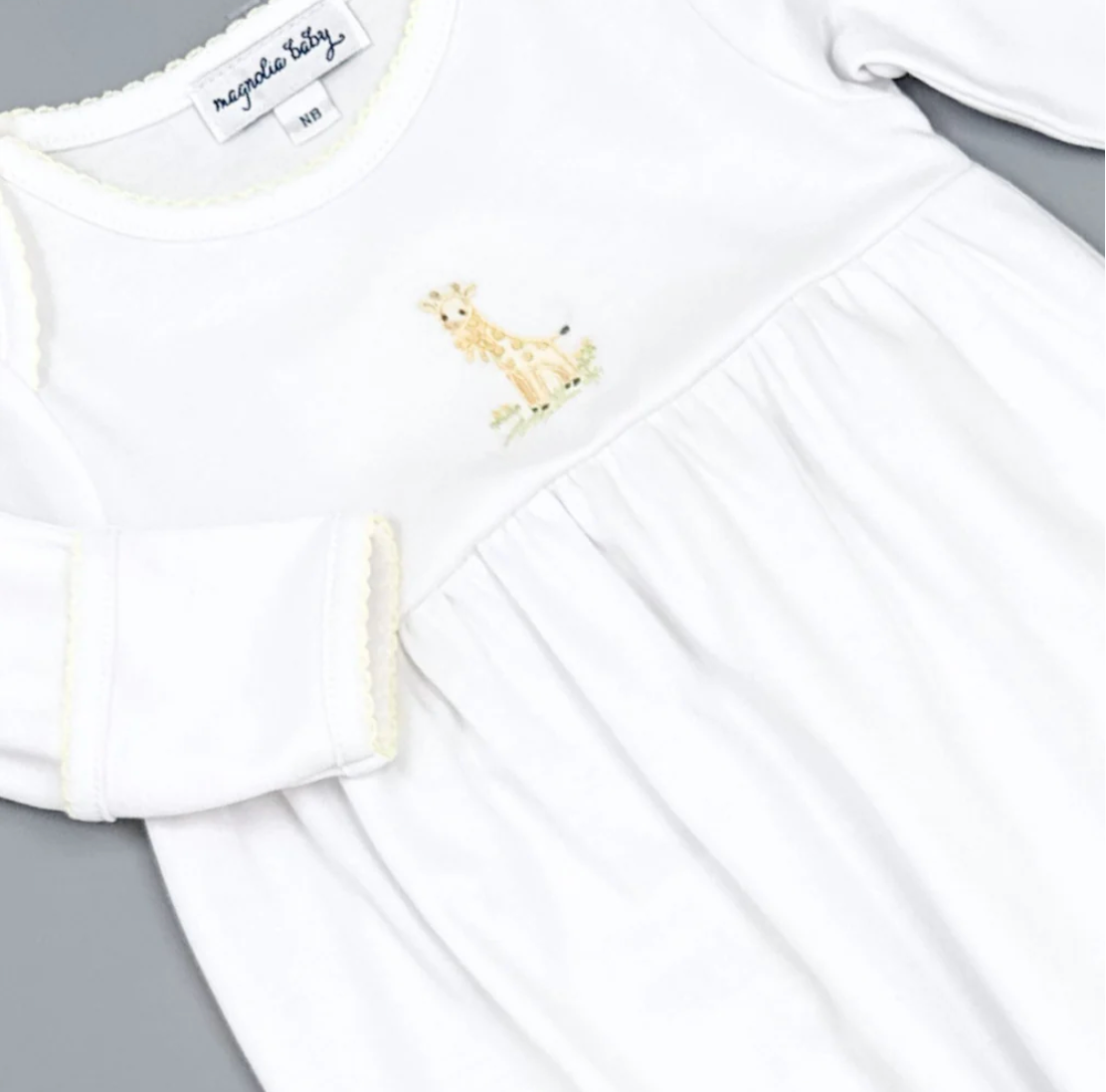 Magnolia Baby Vintage Giraffe Gathered Gown Yellow