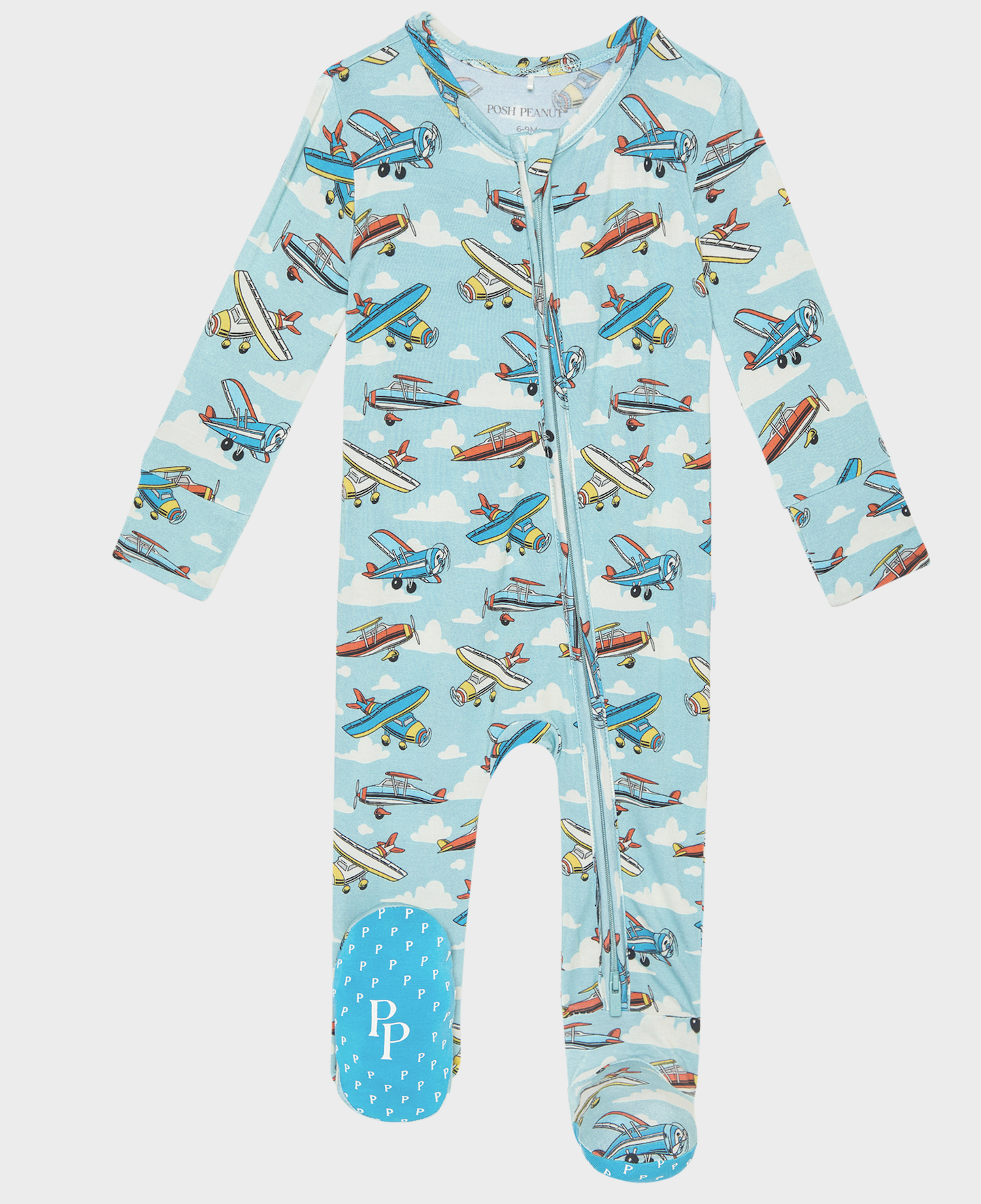 Posh Peanut Posh Planes Footie Zippered One Piece
