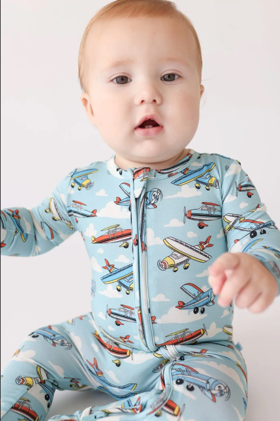 Posh Peanut Posh Planes Footie Zippered One Piece