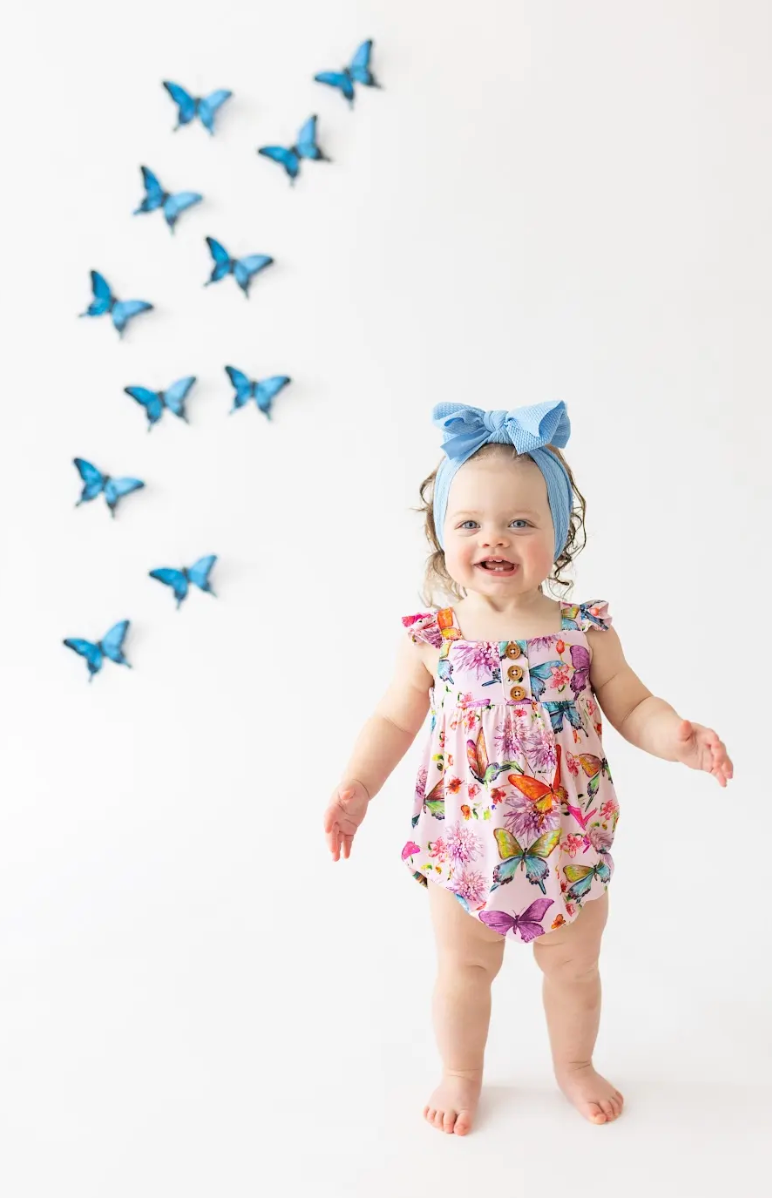 Posh Peanut Watercolor Butterfly Bubble Romper
