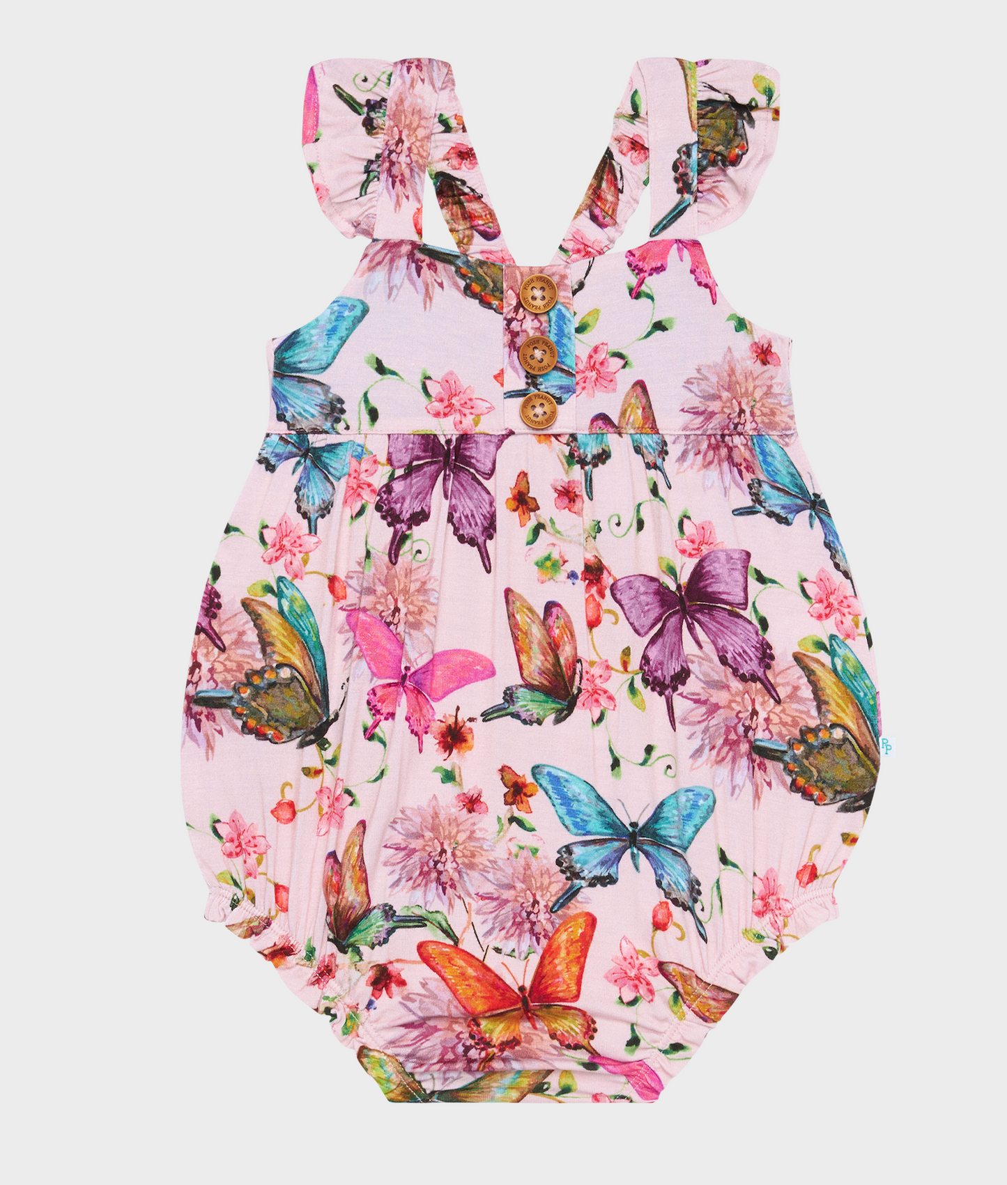 Posh Peanut Watercolor Butterfly Bubble Romper