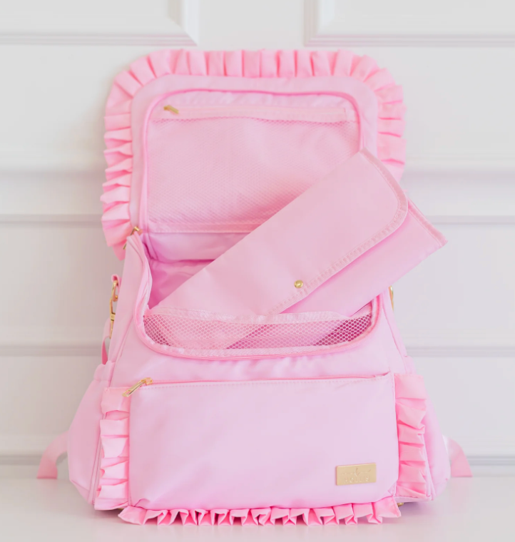 Ruffled Nylon Diaper Bag Pink