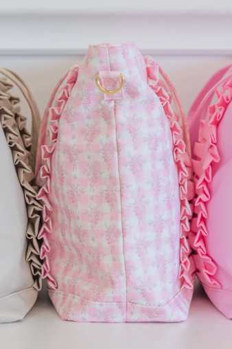 Ruffled Nylon Tote Bag Floral