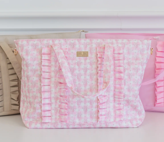 Ruffled Nylon Tote Bag Floral