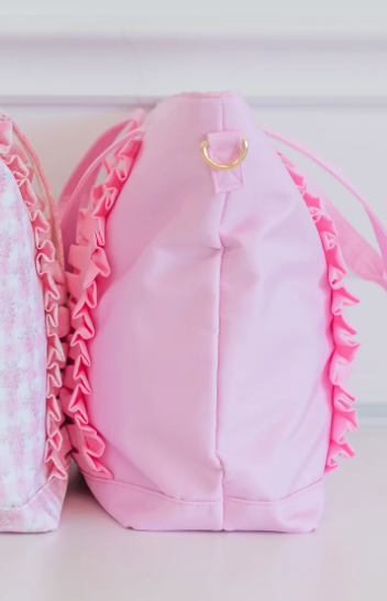 Ruffled Nylon Tote Bag Pink