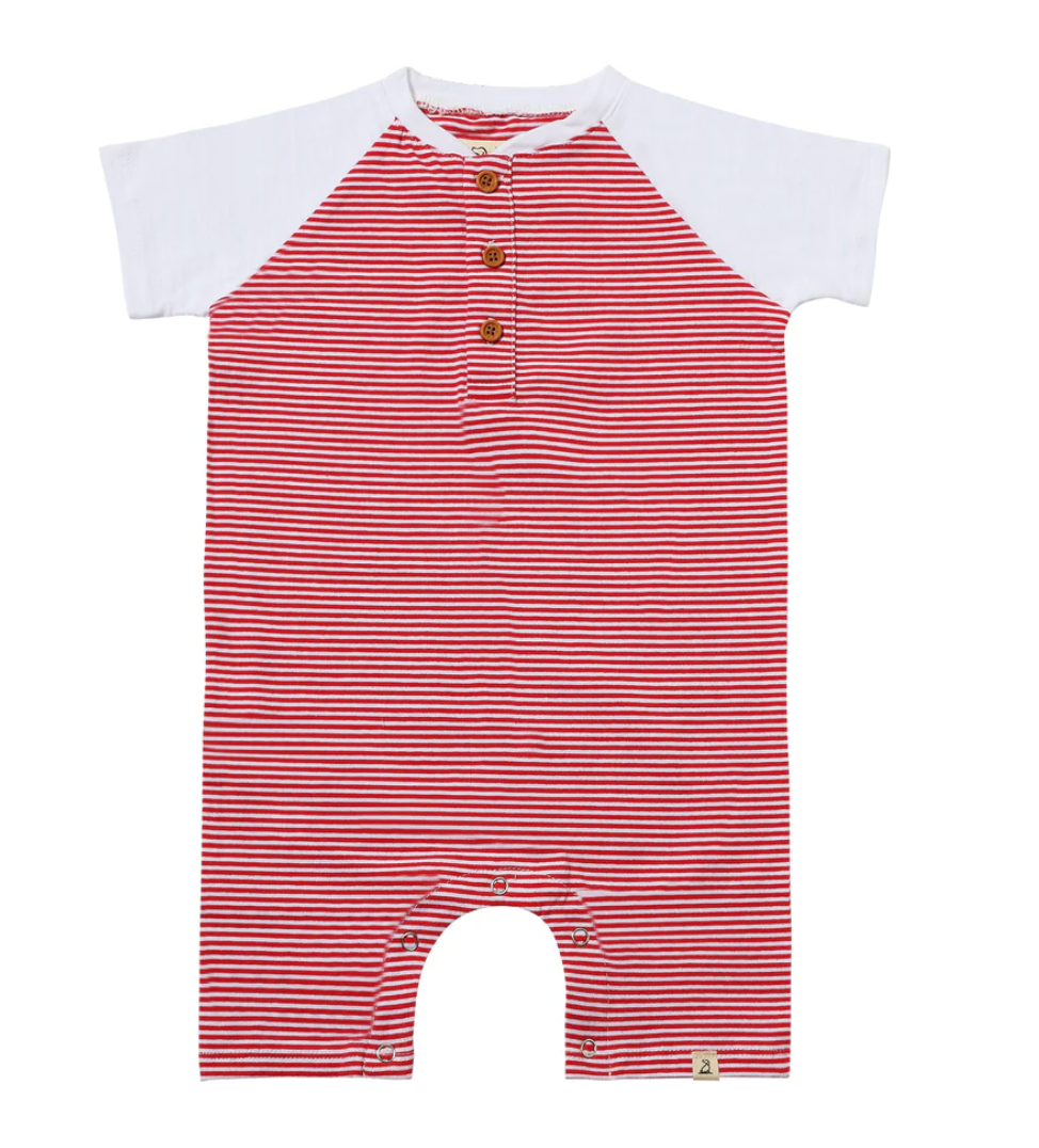 Afloat Red/White Stripe Raglan Romper