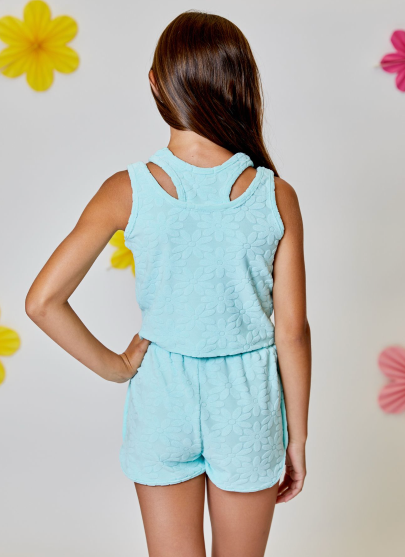 DH Mint Flower Texture Tank/Short Set