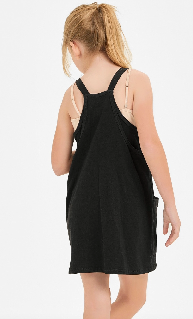 Black Relaxed Tank Dress with Built-in Romper Lining