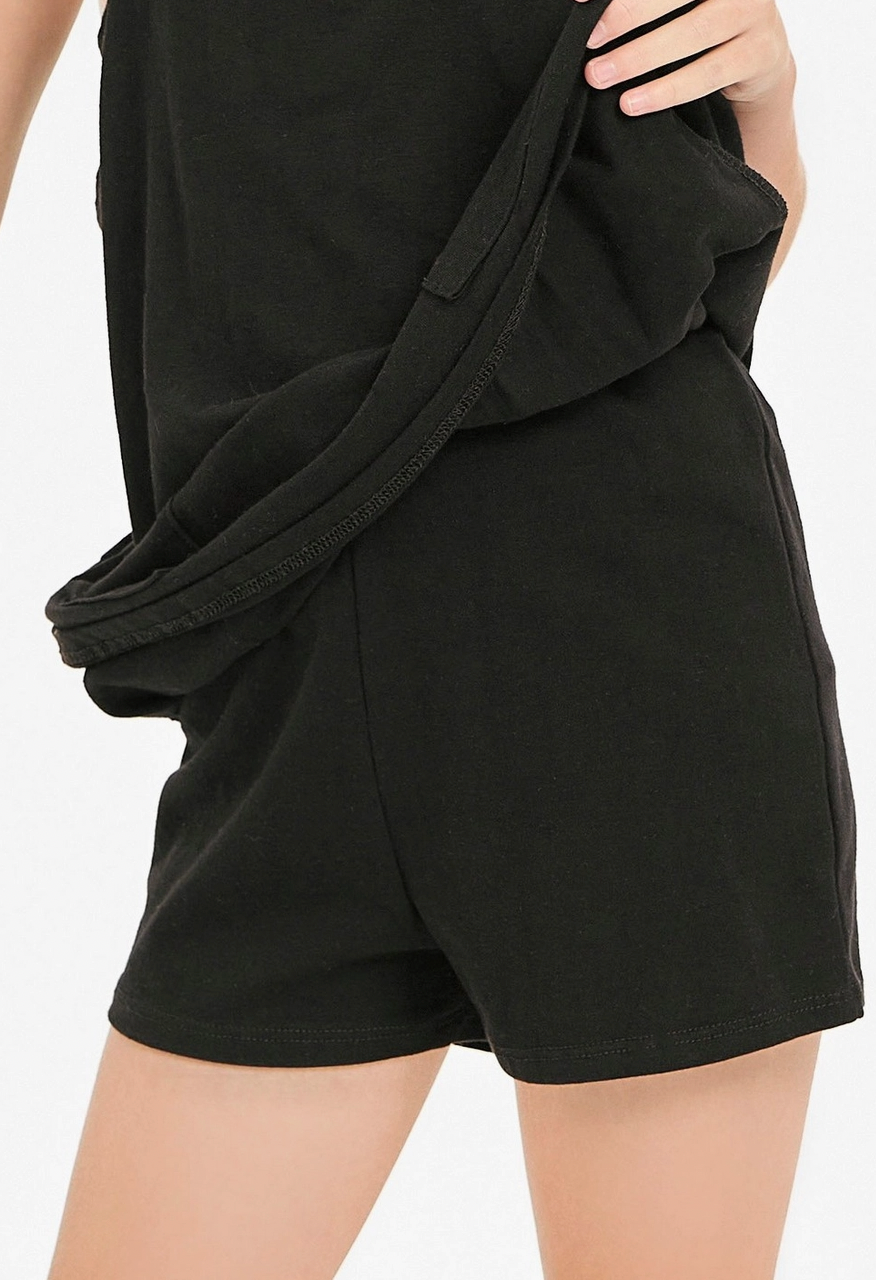 Black Relaxed Tank Dress with Built-in Romper Lining