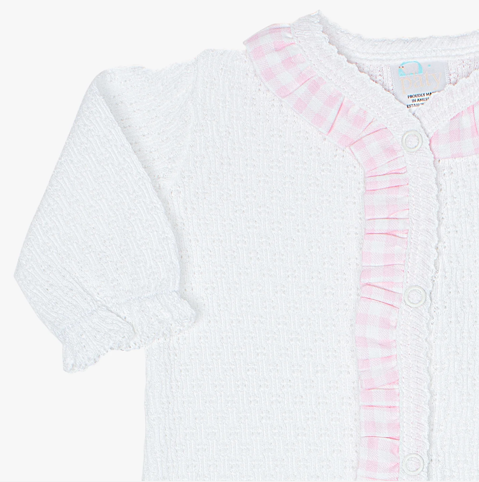 Paty Knit Footie w/Ruffle Pink