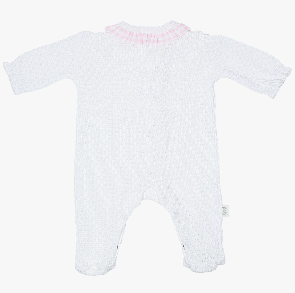 Paty Knit Footie w/Ruffle Pink