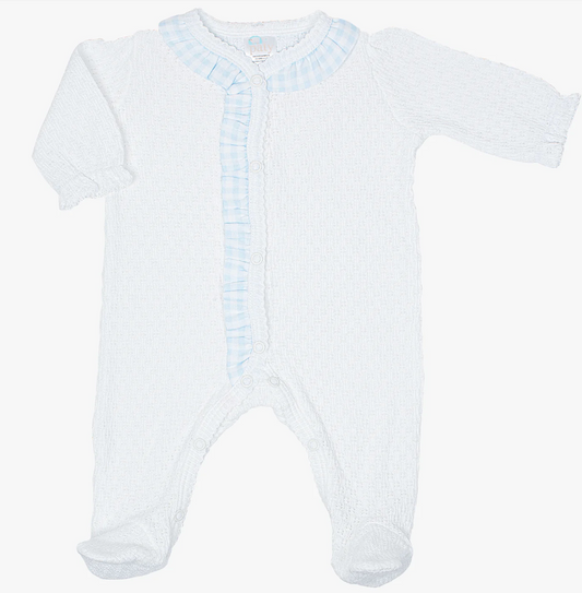Paty Knit Footie with Ruffle Blue