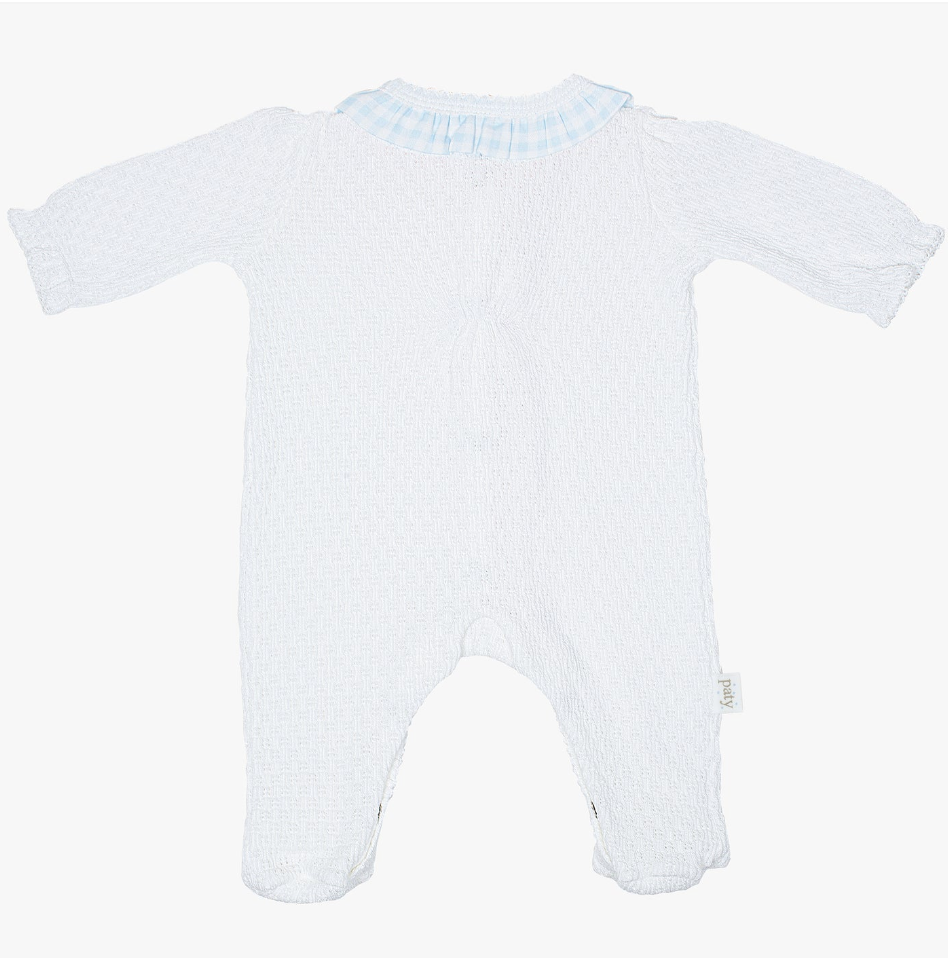 Paty Knit Footie with Ruffle Blue