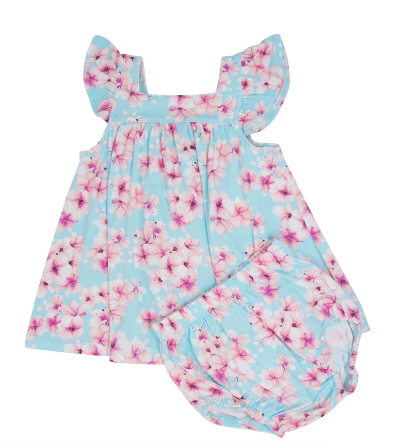 Pretty Pink Floral Ruffle Dress with Bloomer