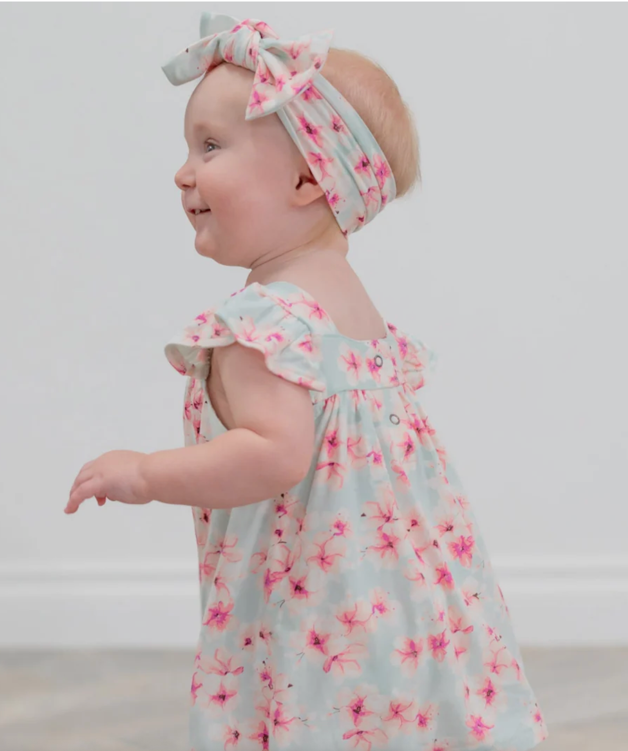 Pretty Pink Floral Ruffle Dress with Bloomer