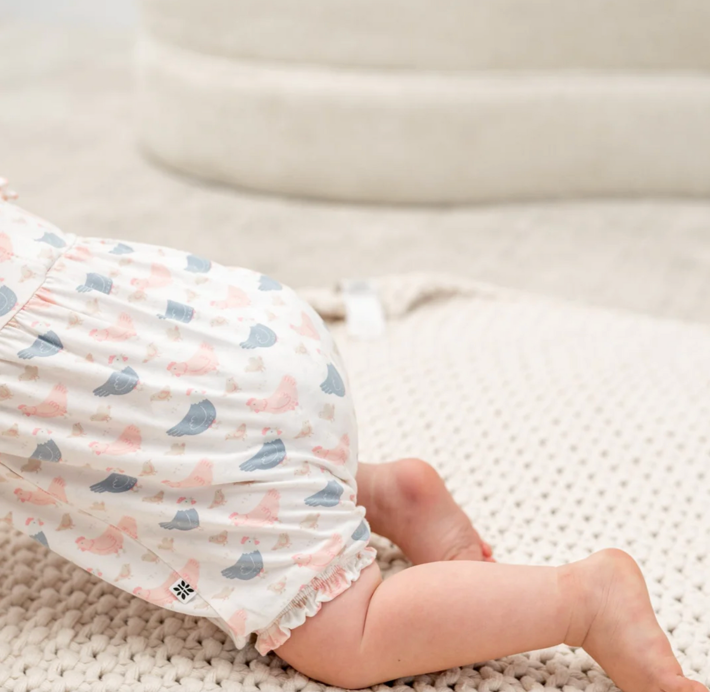Pink Farm Hens Bamboo Ruffle Romper
