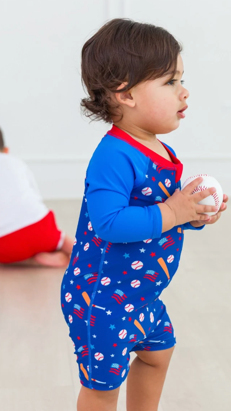 Play Ball Long Sleeve One Piece Rash Guard