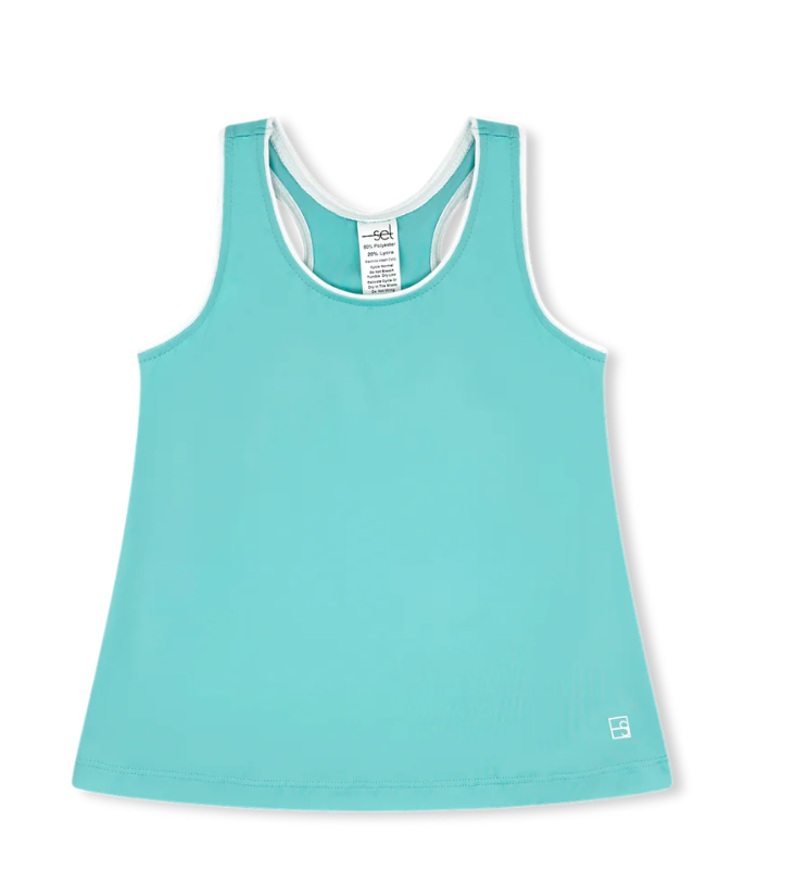 Riley Tank - Totally Turquoise, Pure Coconut