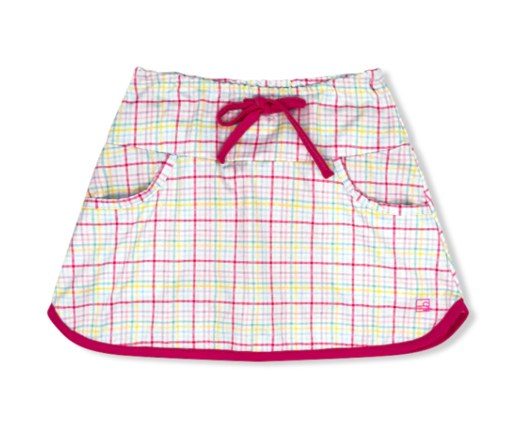 Tiffany Tennis Skort - Palm Island Windowpane, Power Pink