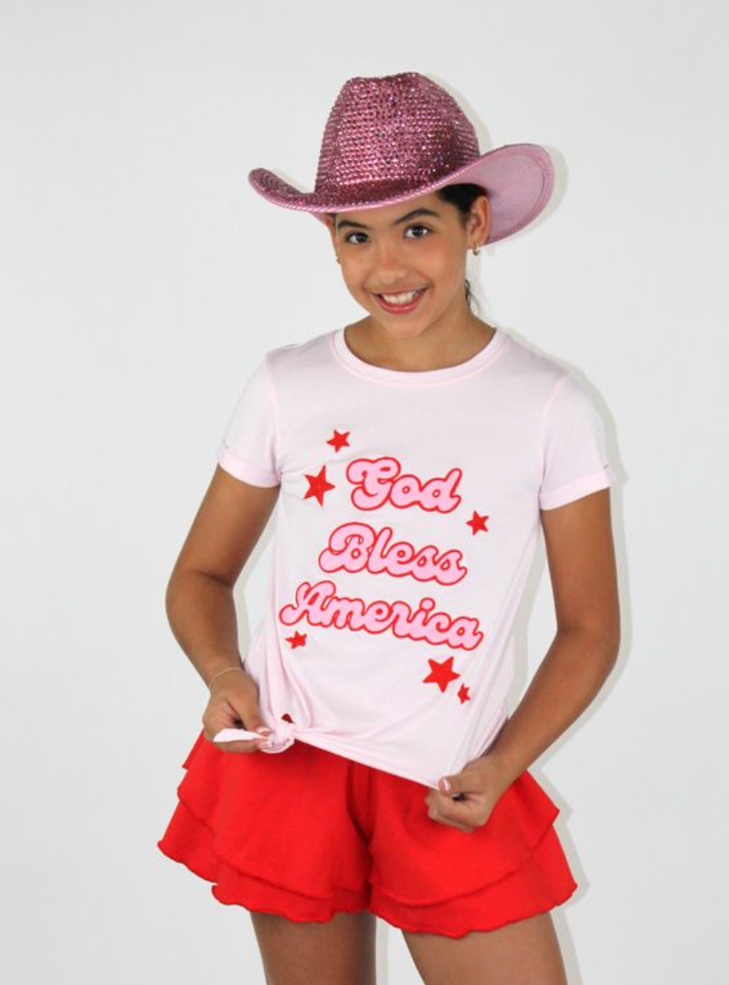 God Bless America Front Knot Tee
