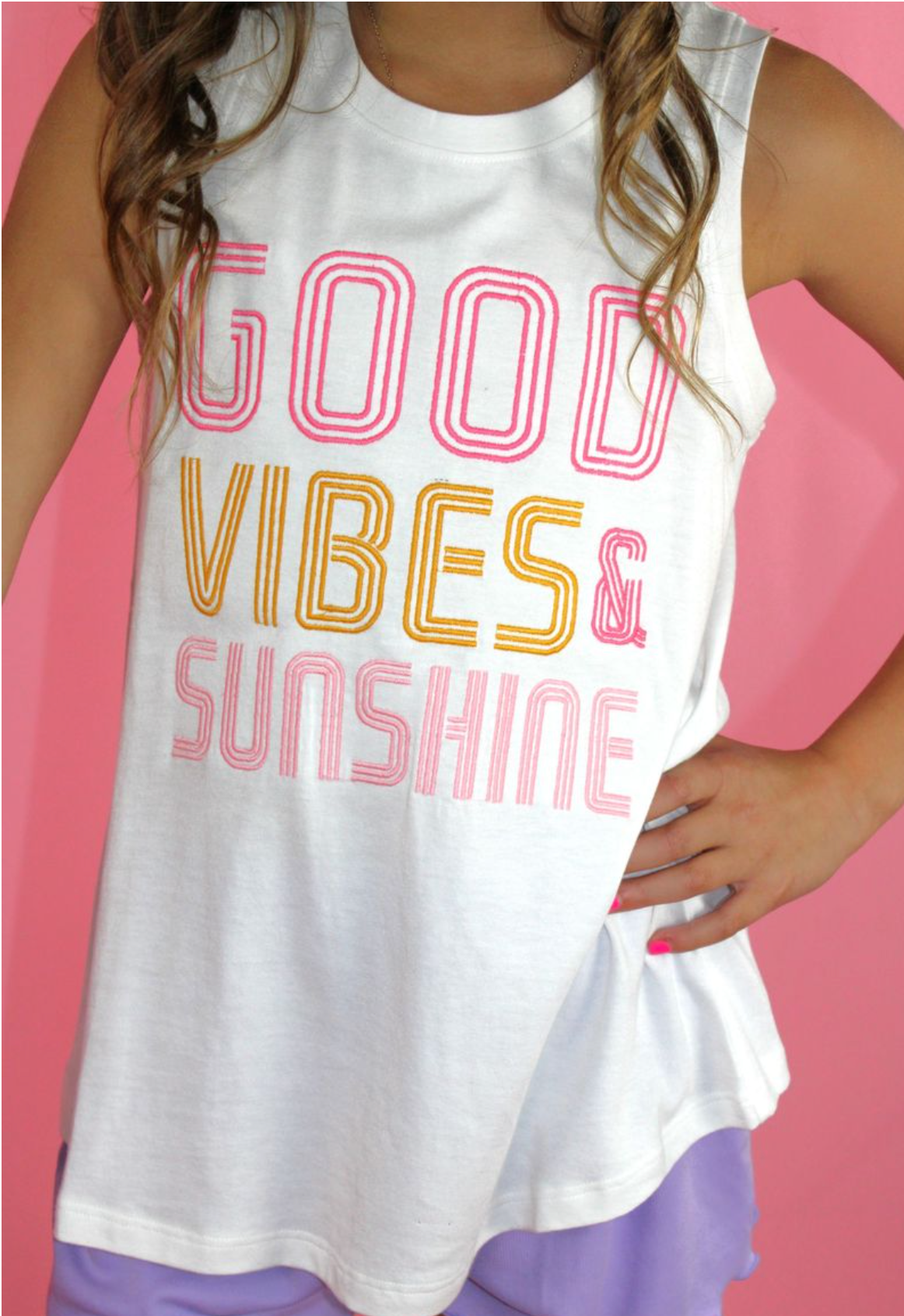 Good Vibes & Sunshine Embroidery Tank Top