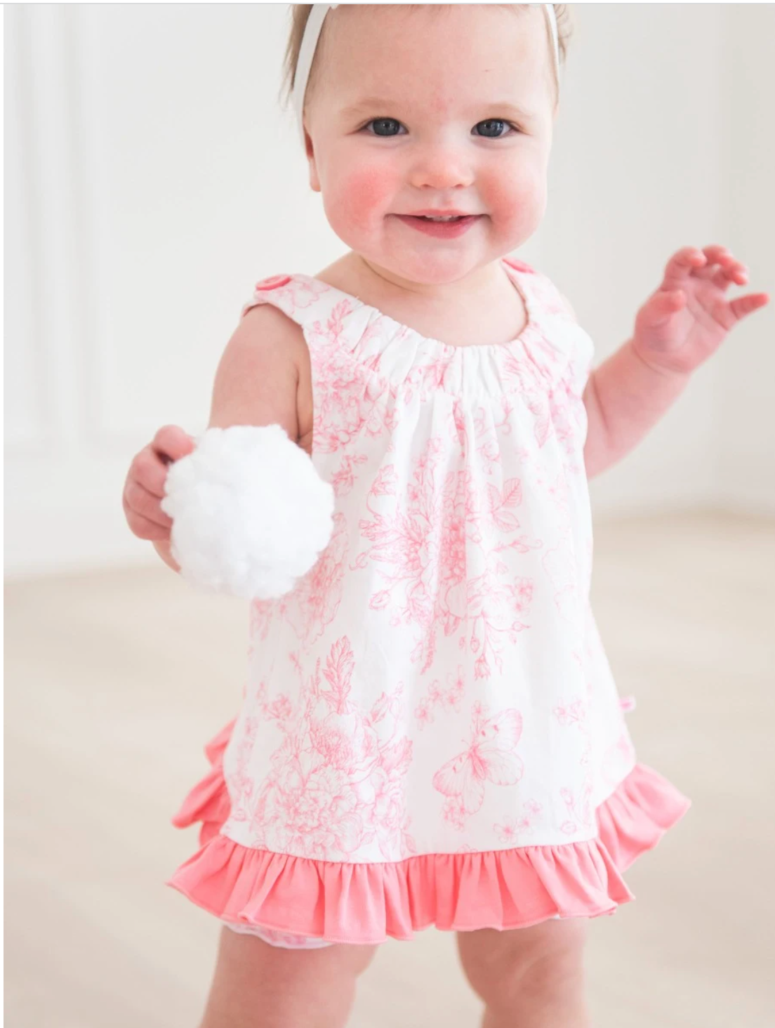 Bubblegum Pink Butterfly Garden Toile Knit Swing Top and Bloomer Set