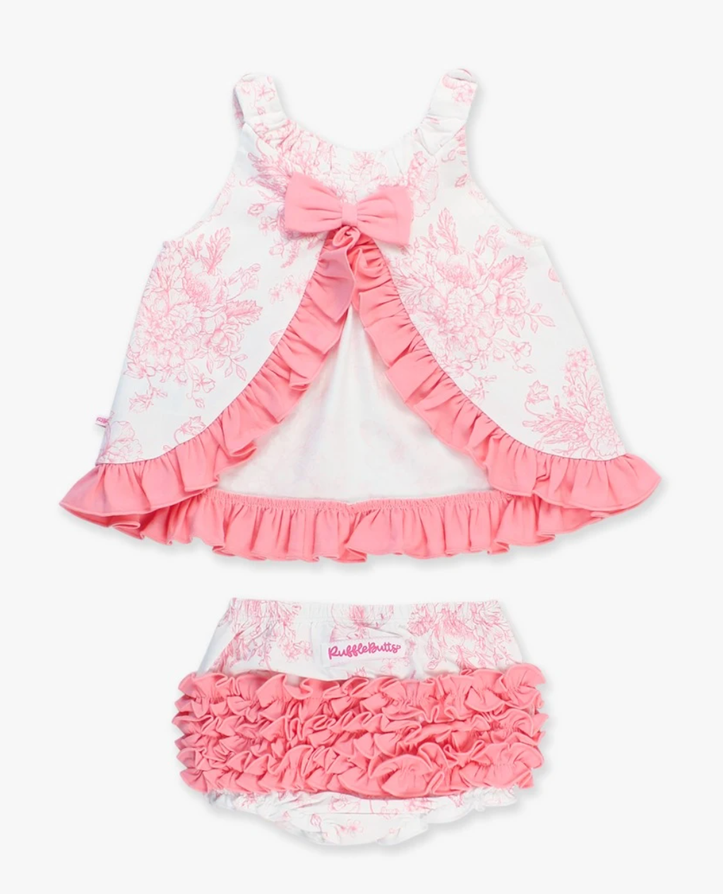 Bubblegum Pink Butterfly Garden Toile Knit Swing Top and Bloomer Set