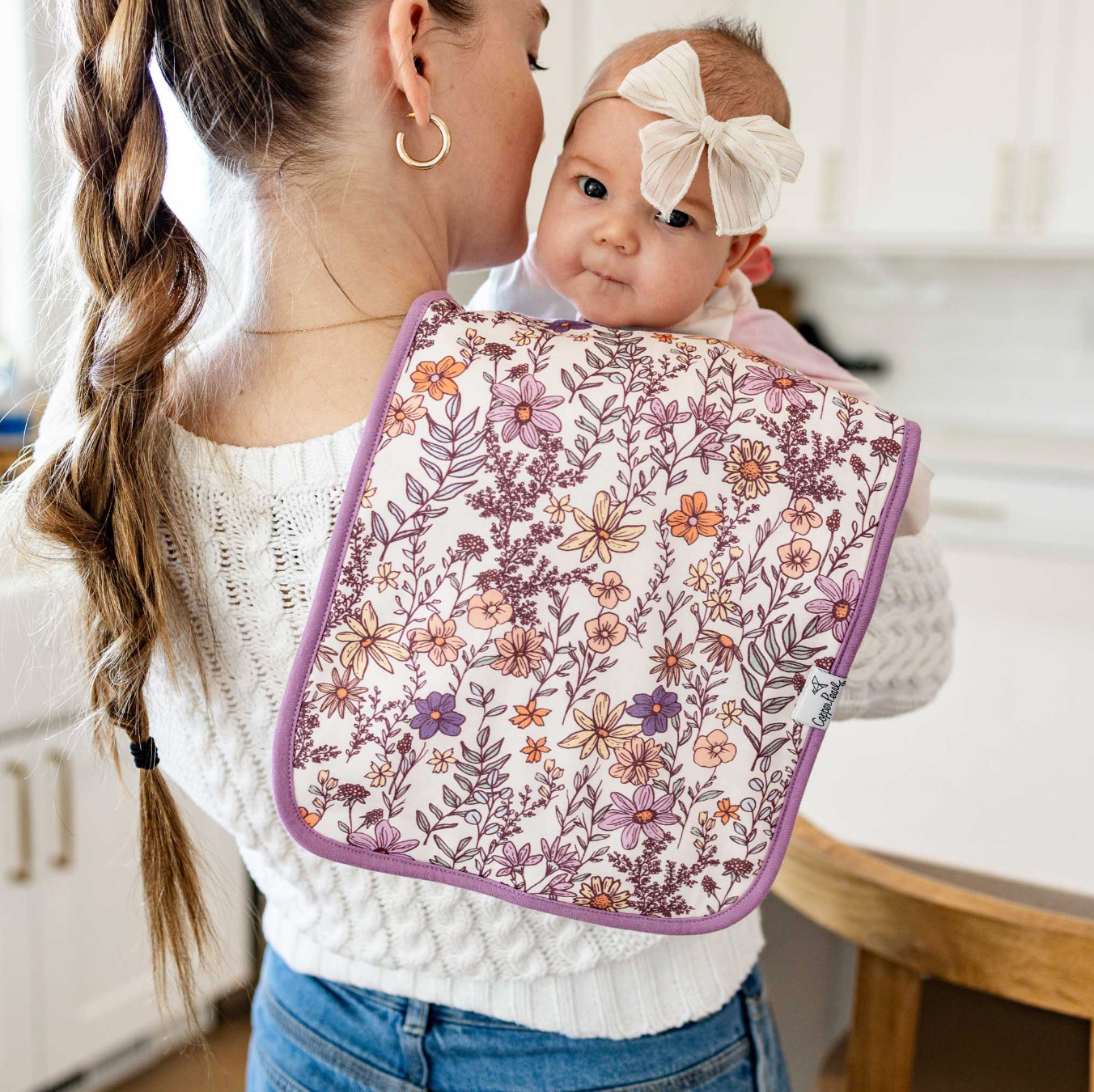 Copper Pearl Flora Burp Cloth Set (3-Pack)