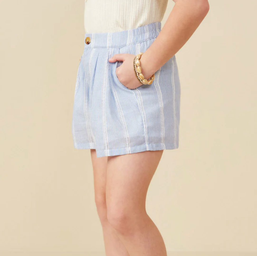 Hayden Girls Eyelet Striped Short