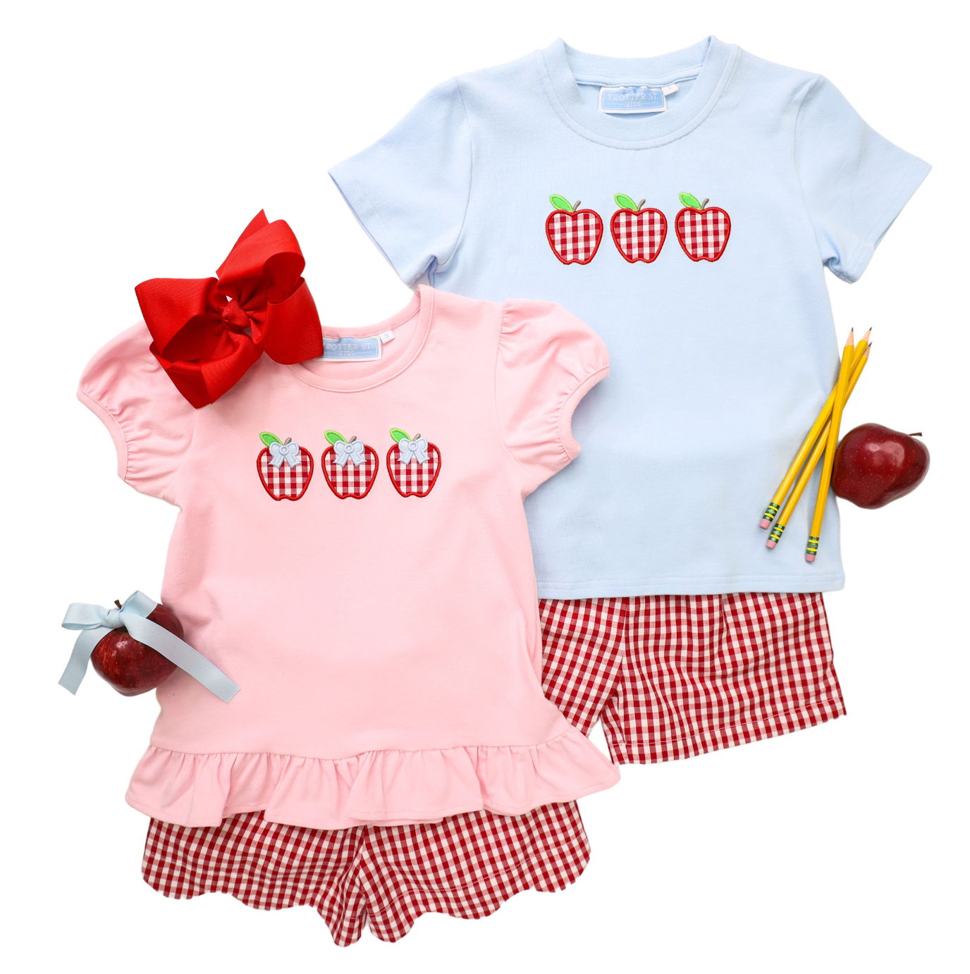 TSK Apple Trio Ruffle Short Set