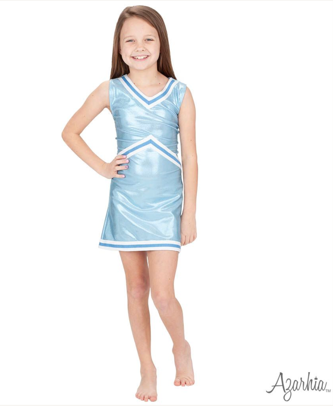 Azarhia Shimmer Cheer Suit in Light Blue Game Day