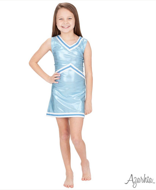 Azarhia Shimmer Cheer Suit in Light Blue Game Day