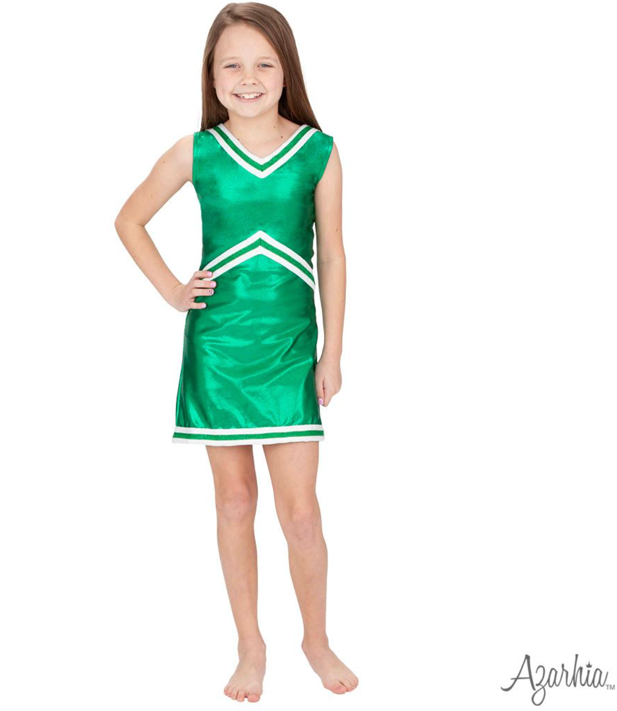 Azarhia Shimmer Cheer Suit in Kelly Green Game Day